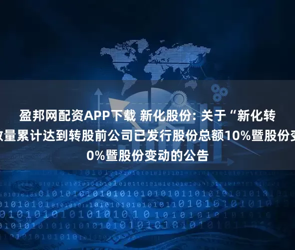 盈邦网配资APP下载 新化股份: 关于“新化转债”转股数量累计达到转股前公司已发行股份总额10%暨股份变动的公告